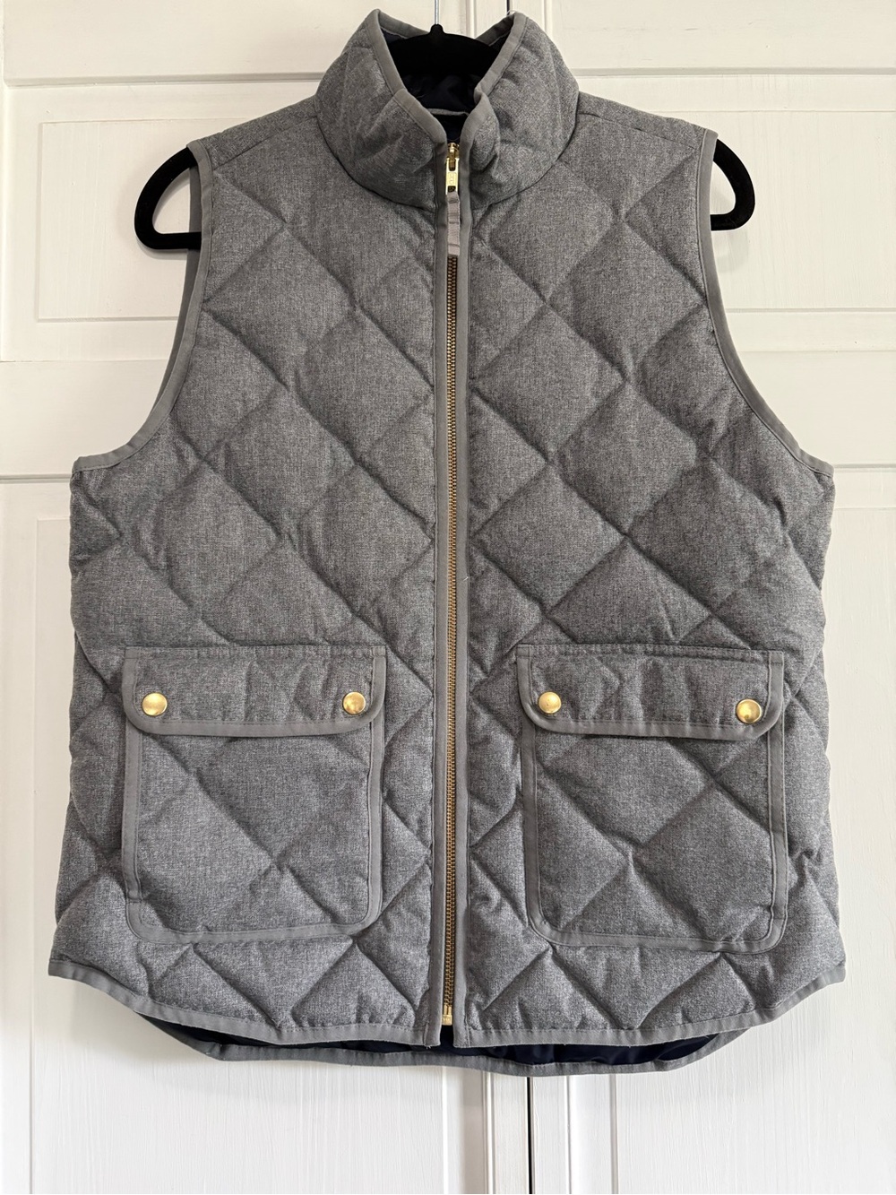 J. Crew Grey Quilted Puffer Vest